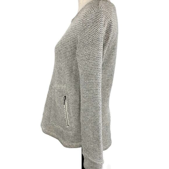 Kenar Scoopneck Sweater Cream Black Marled Hi Low with Pockets Medium - Picture 2 of 14